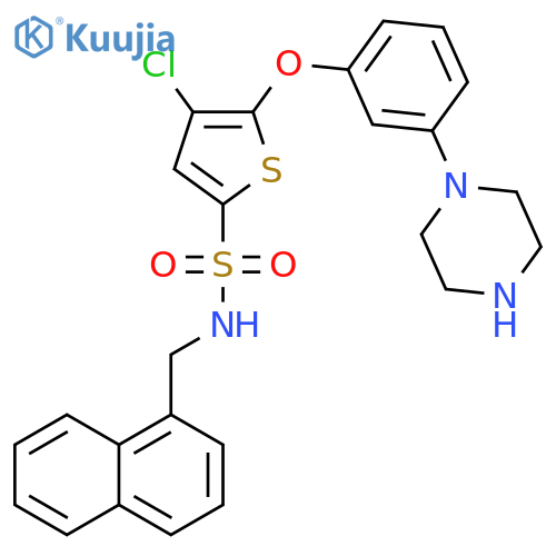 4-Chloro-N-(1-naphthalenylmethyl)-5-3-(1-piperazinyl)phenoxy-2-thiophenesulfonamide structure