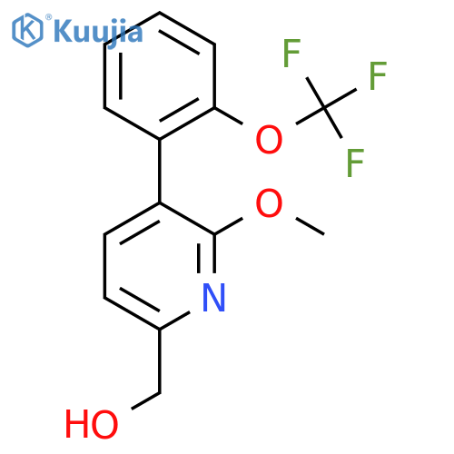 2-Methoxy-3-(2-(trifluoromethoxy)phenyl)pyridine-6-methanol structure
