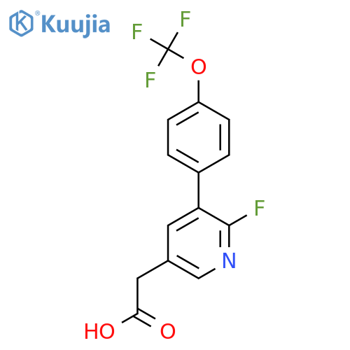 2-Fluoro-3-(4-(trifluoromethoxy)phenyl)pyridine-5-acetic acid structure
