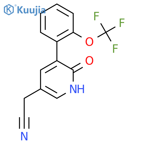 2-Hydroxy-3-(2-(trifluoromethoxy)phenyl)pyridine-5-acetonitrile structure