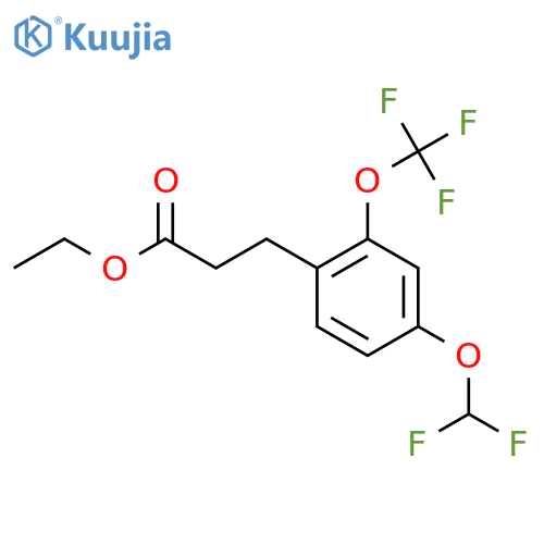 Ethyl 3-(4'-(difluoromethoxy)-2'-(trifluoromethoxy)phenyl)propionate structure