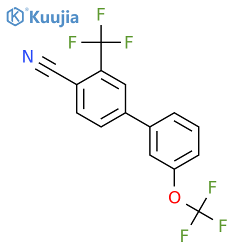 4-Cyano-3'-(trifluoromethoxy)-3-(trifluoromethyl)biphenyl structure