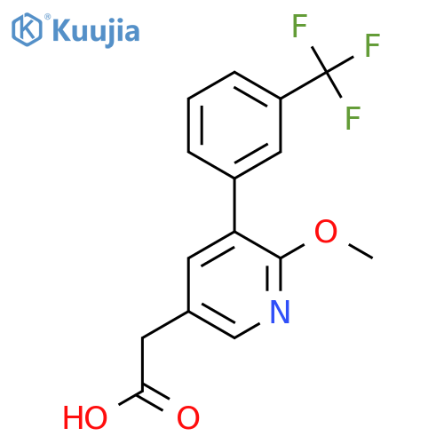 2-Methoxy-3-(3-(trifluoromethyl)phenyl)pyridine-5-acetic acid structure