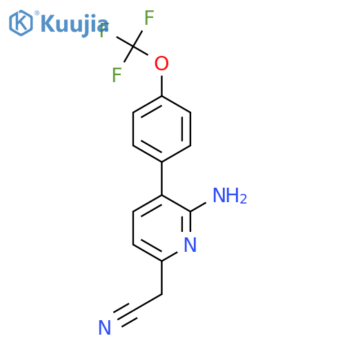 2-Amino-3-(4-(trifluoromethoxy)phenyl)pyridine-6-acetonitrile structure