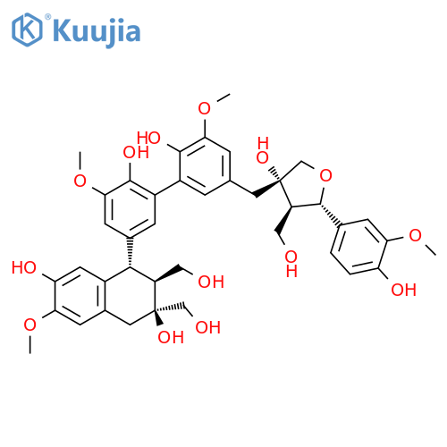 2,3-Naphthalenedimethanol,1-[2',6-dihydroxy-3',5-dimethoxy-5'-[[(3S,4R,5S)-tetrahydro-3-hydroxy-5-(4-hydroxy-3-methoxyphenyl)-4-(hydroxymethyl)-3-furanyl]methyl][1,1'-biphenyl]-3-yl]-1,2,3,4-tetrahydro-3,7-dihydroxy-6-methoxy-,(1S,2S,3S)- structure