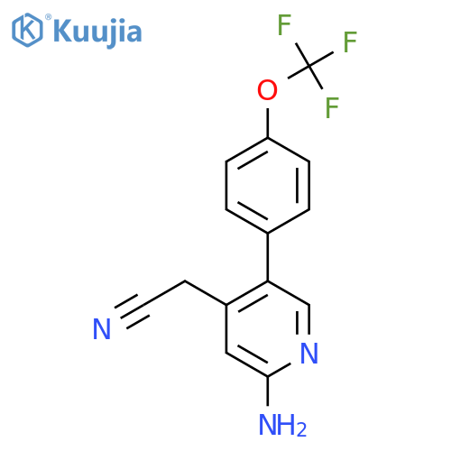 2-Amino-5-(4-(trifluoromethoxy)phenyl)pyridine-4-acetonitrile structure