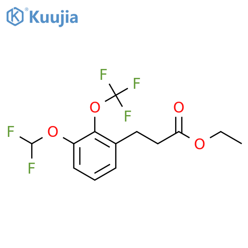 Ethyl 3-(3'-(difluoromethoxy)-2'-(trifluoromethoxy)phenyl)propionate structure