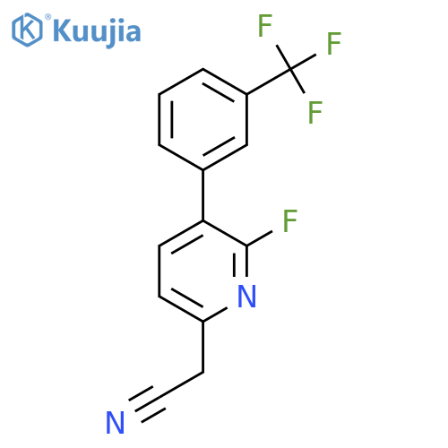2-Fluoro-3-(3-(trifluoromethyl)phenyl)pyridine-6-acetonitrile structure
