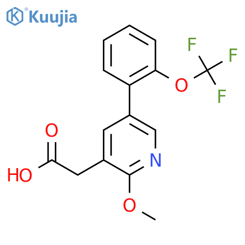 2-Methoxy-5-(2-(trifluoromethoxy)phenyl)pyridine-3-acetic acid structure