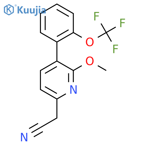 2-Methoxy-3-(2-(trifluoromethoxy)phenyl)pyridine-6-acetonitrile structure