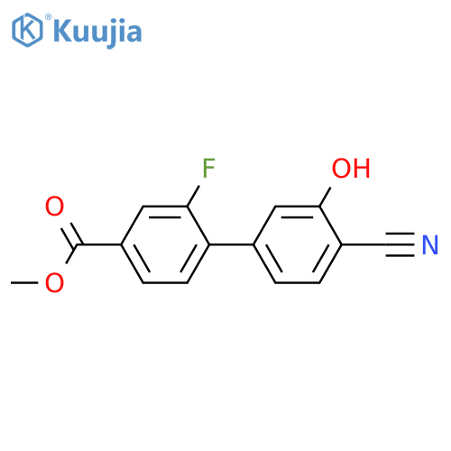 2-Cyano-5-(2-fluoro-4-methoxycarbonylphenyl)phenol structure