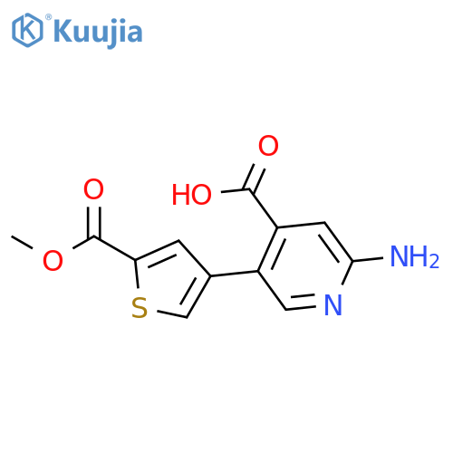 2-Amino-5-[5-(methoxycarbonyl)thiophen-3-YL]isonicotinic acid structure