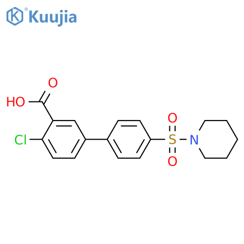 2-Chloro-5-[4-(piperidin-1-ylsulfonyl)phenyl]benzoic acid structure