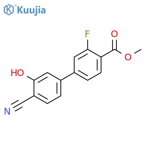 2-Cyano-5-(3-fluoro-4-methoxycarbonylphenyl)phenol structure