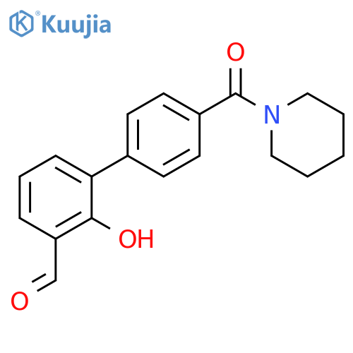 2-hydroxy-3-[4-(piperidine-1-carbonyl)phenyl]benzaldehyde structure