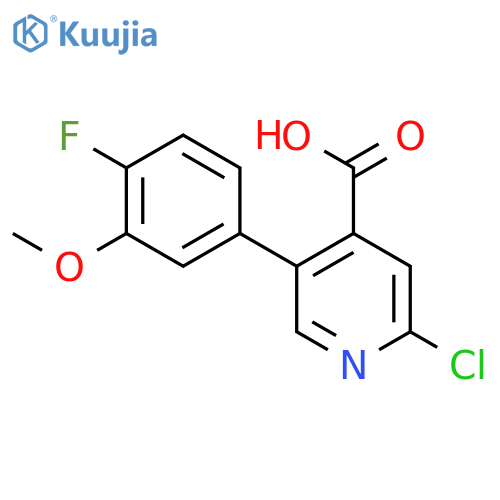 2-Chloro-5-(4-fluoro-3-methoxyphenyl)isonicotinic acid structure