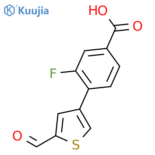 3-Fluoro-4-(5-formylthiophen-3-yl)benzoic acid structure