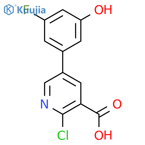 2-Chloro-5-(3-fluoro-5-hydroxyphenyl)pyridine-3-carboxylic acid structure