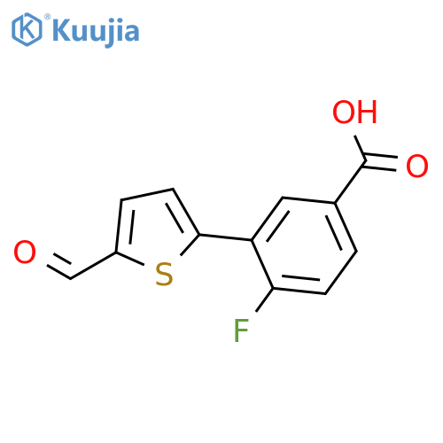 4-Fluoro-3-(5-formylthiophen-2-yl)benzoic acid structure