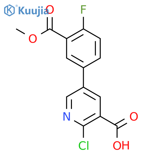 2-Chloro-5-(4-fluoro-3-methoxycarbonylphenyl)nicotinic acid structure