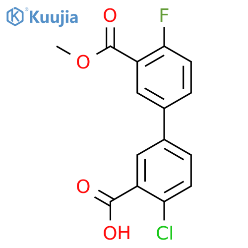 2-Chloro-5-(4-fluoro-3-methoxycarbonylphenyl)benzoic acid structure
