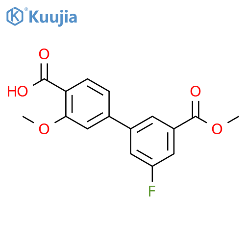 4-(3-Fluoro-5-methoxycarbonylphenyl)-2-methoxybenzoic acid structure