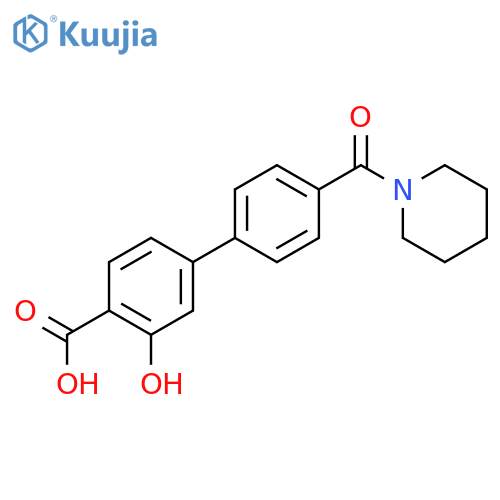 2-hydroxy-4-[4-(piperidine-1-carbonyl)phenyl]benzoic Acid structure