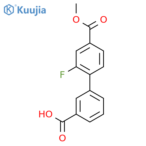 3-(2-fluoro-4-methoxycarbonylphenyl)benzoic acid structure