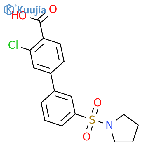 2-chloro-4-(3-pyrrolidin-1-ylsulfonylphenyl)benzoic Acid structure