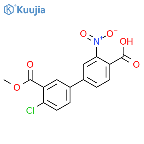 4-(4-Chloro-3-methoxycarbonylphenyl)-2-nitrobenzoic acid structure