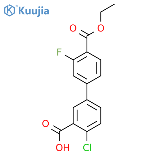 2-Chloro-5-[4-(ethoxycarbonyl)-3-fluorophenyl]benzoic acid structure