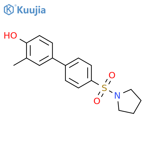 2-methyl-4-(4-pyrrolidin-1-ylsulfonylphenyl)phenol structure