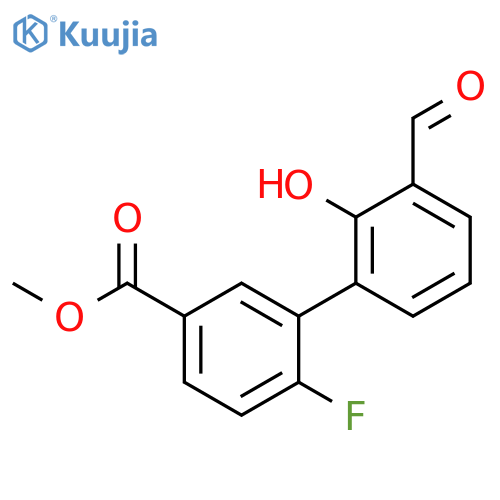 6-(2-Fluoro-5-methoxycarbonylphenyl)-2-formylphenol structure