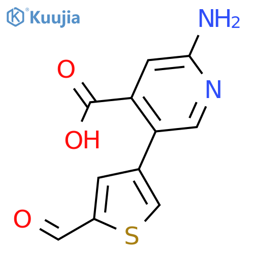 2-Amino-5-(5-formylthiophen-3-yl)pyridine-4-carboxylic acid structure