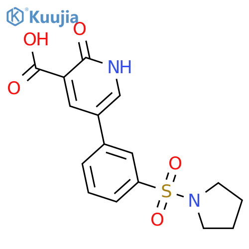 2-Hydroxy-5-[3-(pyrrolidinylsulfonyl)phenyl]nicotinic acid structure