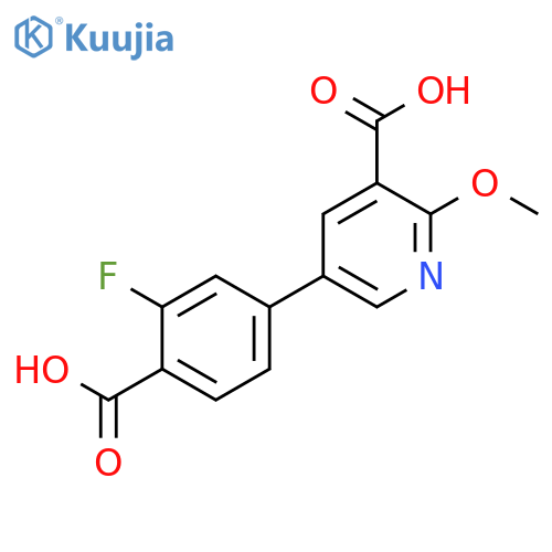 5-(4-Carboxy-3-fluorophenyl)-2-methoxynicotinic acid structure