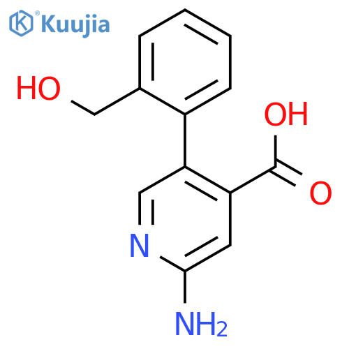 2-Amino-5-[2-(hydroxymethyl)phenyl]pyridine-4-carboxylic acid structure