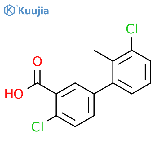 2-Chloro-5-(3-chloro-2-methylphenyl)benzoic acid structure