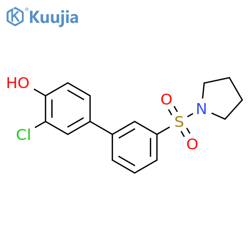 2-chloro-4-(3-pyrrolidin-1-ylsulfonylphenyl)phenol structure