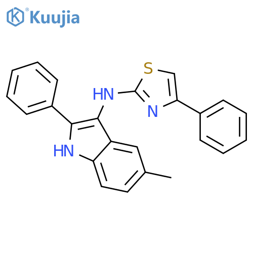 1H-Indol-3-amine,5-methyl-2-phenyl-N-(4-phenyl-2-thiazolyl)- structure