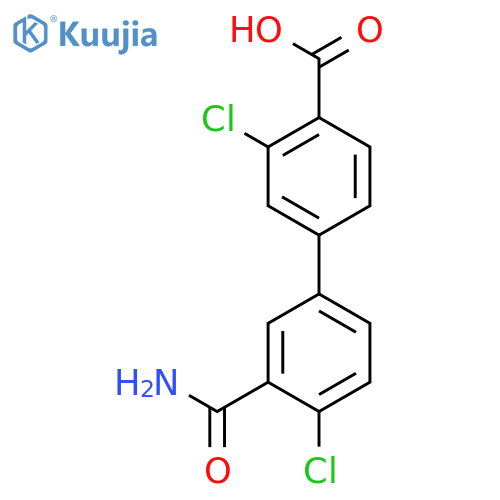 4-(3-Carbamoyl-4-chlorophenyl)-2-chlorobenzoic acid structure