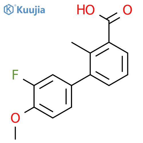 3-(3-Fluoro-4-methoxyphenyl)-2-methylbenzoic acid structure
