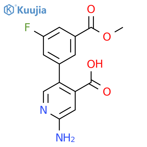 2-Amino-5-(3-fluoro-5-methoxycarbonylphenyl)isonicotinic acid structure