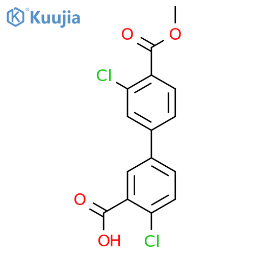 2-Chloro-5-(3-chloro-4-methoxycarbonylphenyl)benzoic acid structure