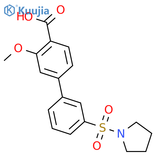 2-Methoxy-4-[3-(pyrrolidinylsulfonyl)phenyl]benzoic acid structure