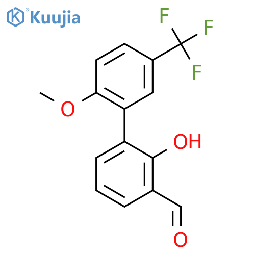 2-hydroxy-3-[2-methoxy-5-(trifluoromethyl)phenyl]benzaldehyde structure