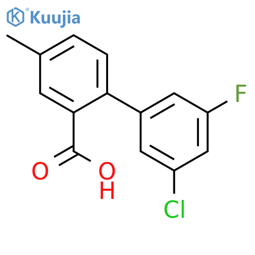 2-(3-Chloro-5-fluorophenyl)-5-methylbenzoic acid structure