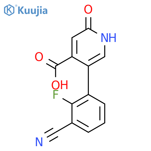 5-(3-Cyano-2-fluorophenyl)-2-hydroxyisonicotinic acid structure