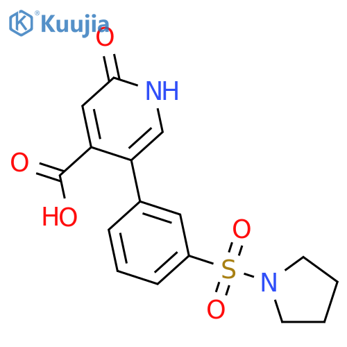 2-Hydroxy-5-[3-(pyrrolidinylsulfonyl)phenyl]isonicotinic acid structure