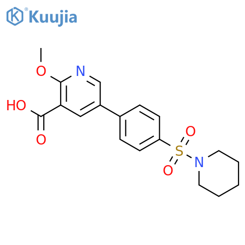 2-Methoxy-5-[4-(piperidin-1-ylsulfonyl)phenyl]nicotinic acid structure